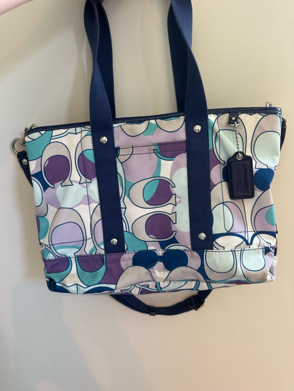 Coach Kyra Signature Scarf Print Nylon Tote Shoulder Bag EUC - Picture 3 of 9